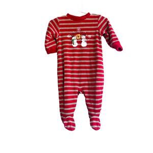 First Moments Girls Boys 6-9 month Romper Outfit First Christmas Snowman